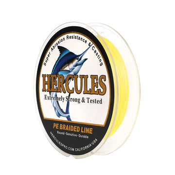 HERCULES 100M 109Yds Yellow 10lb-420lb PE Braid Fishing Line 12 Strands HERCULES
